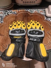 Motorbike Gloves c/w Carbon Fibre Knuckle Protectors, made with Kevlar, Size: M