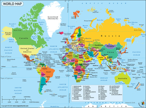 Large map the world - a2, of