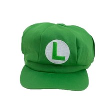 Green Luigi Super Mario Bros Hat Cap Fancy Dress Game Italian Plumber Costume