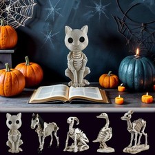 Skeleton Cat Halloween Decoration Multipurpose Animal Prop Plastic Bone T7S7