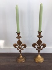 Matching Pair Of Old Brass Candle Sticks
