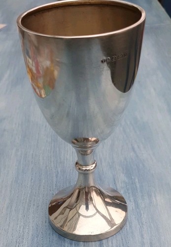 Solid silver wine goblet - wine,