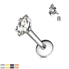 Marquise helix labret bar tragus ear cartilage lip crystal internally threaded