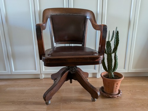 Swivel office desk chair - office, oak