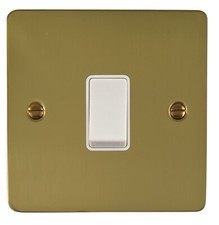G&H FB1W Flat Plate Polished Brass 1 Gang 1 or 2 Way Rocker Light Switch