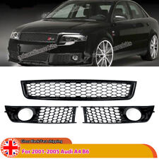 For 2002-2005 Audi A4 B6 Honeycomb Mesh Front Bumper Lower Grill+Fog Light Grill