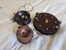 VINTAGE WOODEN BRASS FISHING