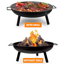 Large Round Steel Fire Pit Garden Patio Camping Heater Burner Bowl BBQ Gril