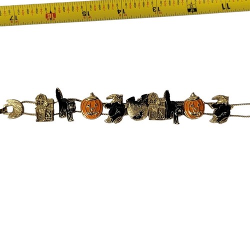 Halloween charm bracelet gold - halloween,