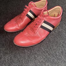 Bally Frenz Switzerland Men's UK 10E Lace-Up Red Leather Trainers Sneakers Shoes