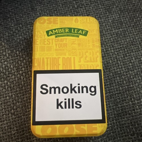 Amber leaf empty tobacco tin - leaf,