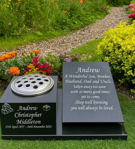 Slanted vase memorial plaque - memorial,