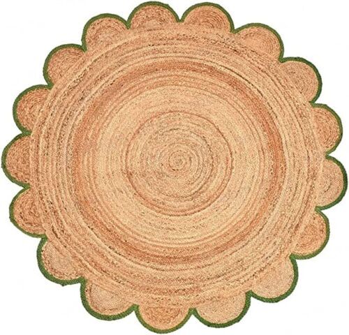 Rug round jute scallop design - jute,
