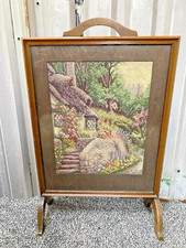 Vintage Oak Frame Fire Screen