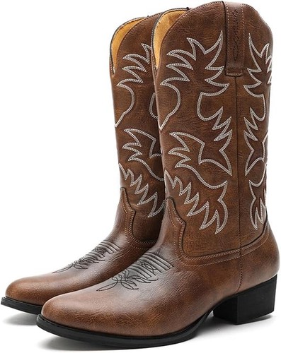 Brown western cowboy boots - boots, men