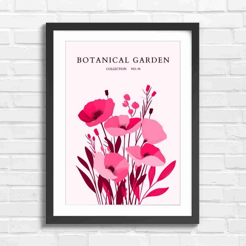 Botanical garden poppy art - botanical,