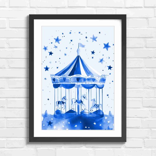 Whimsical carousel with horses - whimsical,
