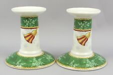 Wedgwood Winter Festival Glazed Earthenware Candlesticks Candle Holders x 2 (4")