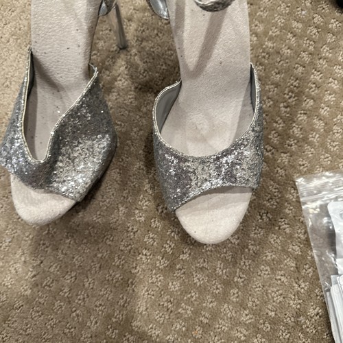 Clear white platform heels - 7",