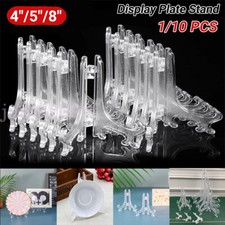 4" 5" 8" Plastic Display Clear Holder Plate Stand Bowl Frame Pictures Holder