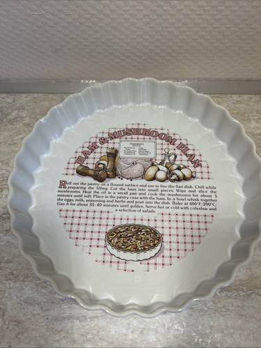 1980s vintage ceramic flan pie - vintage,
