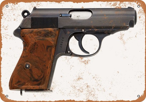 Metal sign gun art walther - gun,