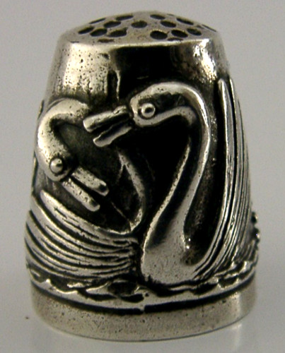 Sterling silver swans thimble - sterling,