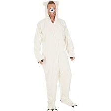 Polar Bear Costume Man Woman Halloween Fancy Dress Outfit Carnival Ice Animal