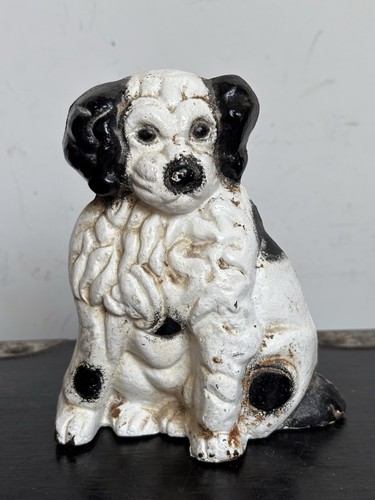Vintage cast dog door stop - door,