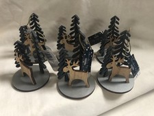 6 Brown Carved Wooden Reindeer Tree Large Christmas Tree Ornaments