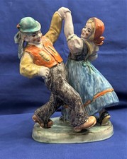 sch. Large Vintage Ceramic Figurine H 25.5 cm Dancing Peasant Couple Urbach Cortendorf
