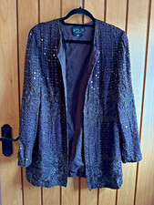AFTER SIX Ronald Joyce Jacket Blazer 100% Silk Size 12 Fit 14 16 18 Brown Sequin