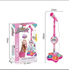NEW Kids Electric Microphone Adjustable Stand Karaoke Machine Lights Girls