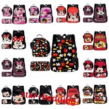 Kids Mickey Minnie Mouse School Backpack Insulated Lunch Bag Pencil Case Set UKh