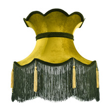 Large Olive and Forest Green Victorian Lamp Shade with Scallop Edges by Happy...