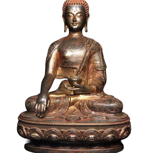 Antique buddhism bronze gilt - bronze,