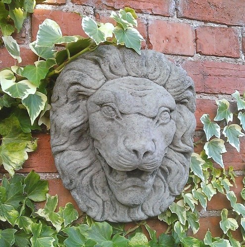 Stone garden large lion head - stone,