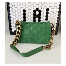 Zara Green Woven Leather