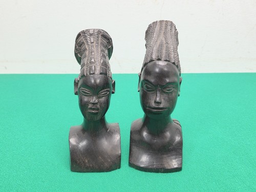 Pair small carved ebony - small,