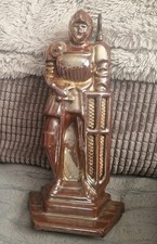 Vintage Cast Iron Fireside Enamelled Companion Set Knight In Armour Incomplete