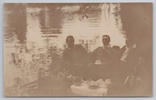 RPPC Three Men Having Tea on a