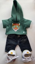 Build A Bear Green Cool Tiger Hoodie Navy Jeans Outfit Boys Clothes Winter Shoes