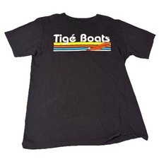 Vintage Tige Boats Logo Mens Wake Surf Team Black T Shirt 3b3