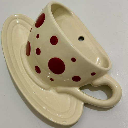 White ceramic red polka - ceramic,