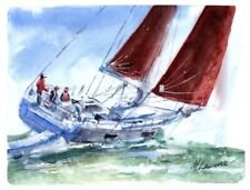 Painting of a Beneteau 60 yacht Limited Print sailing Gift sailing print