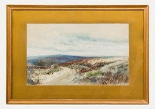 Reginald Daniel Sherrin (1891-1971) - Watercolour, Moorland Track with Heather