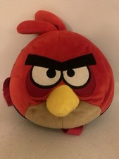 H&M Angry Birds Red 15" Soft Plush Zip Up Backpack 11” Adjustable Straps Rovio
