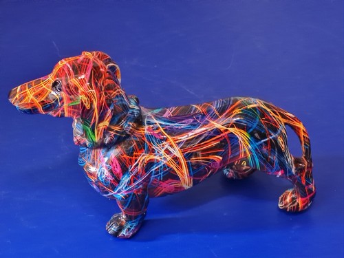 Colourful sausage dog ornament - colourful,