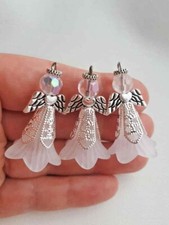 6x Angel Guardian Charm Pendant Xmas Decor Fairy Wings Strap Hang Silver White 