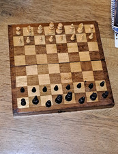 Antique Travel Chess Board Box